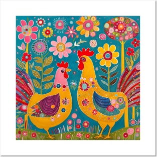 Two Painted Chickens Posters and Art